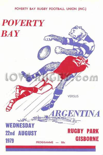 1979 Poverty Bay v Argentina  Rugby Programme